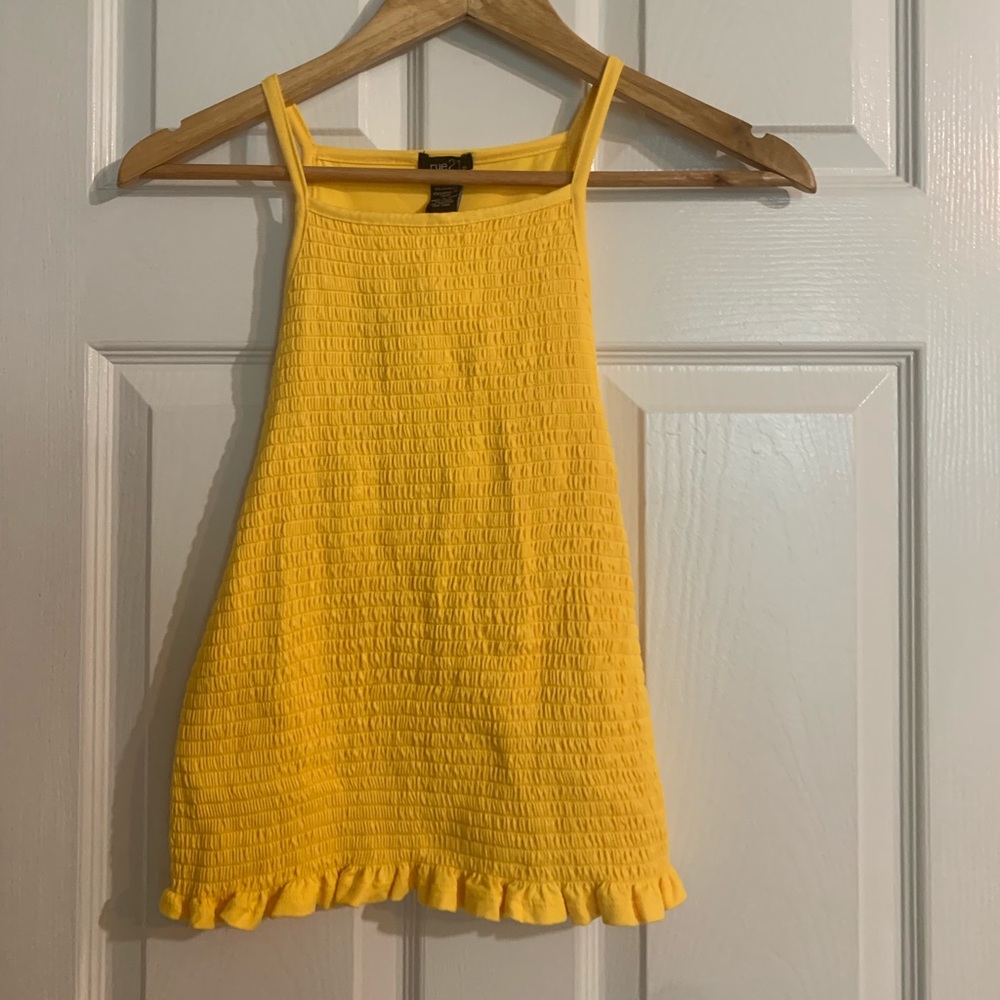 Yellow ruffle razor back top from Rue 21